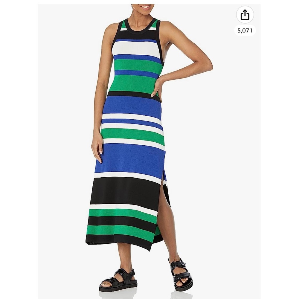 Amazon The Drop Women's Gabriela High-Neck Cut-In A-Line Side Slit Midi Dress